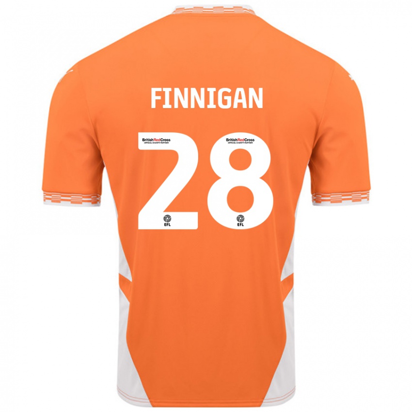 Gyermek Ryan Finnigan #28 Narancssárga Fehér Hazai Jersey 2024/25 Mez Póló Ing