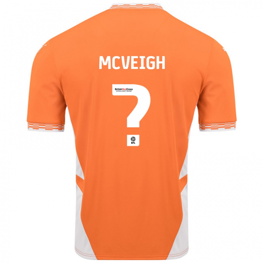 Gyermek Conor Mcveigh #0 Narancssárga Fehér Hazai Jersey 2024/25 Mez Póló Ing