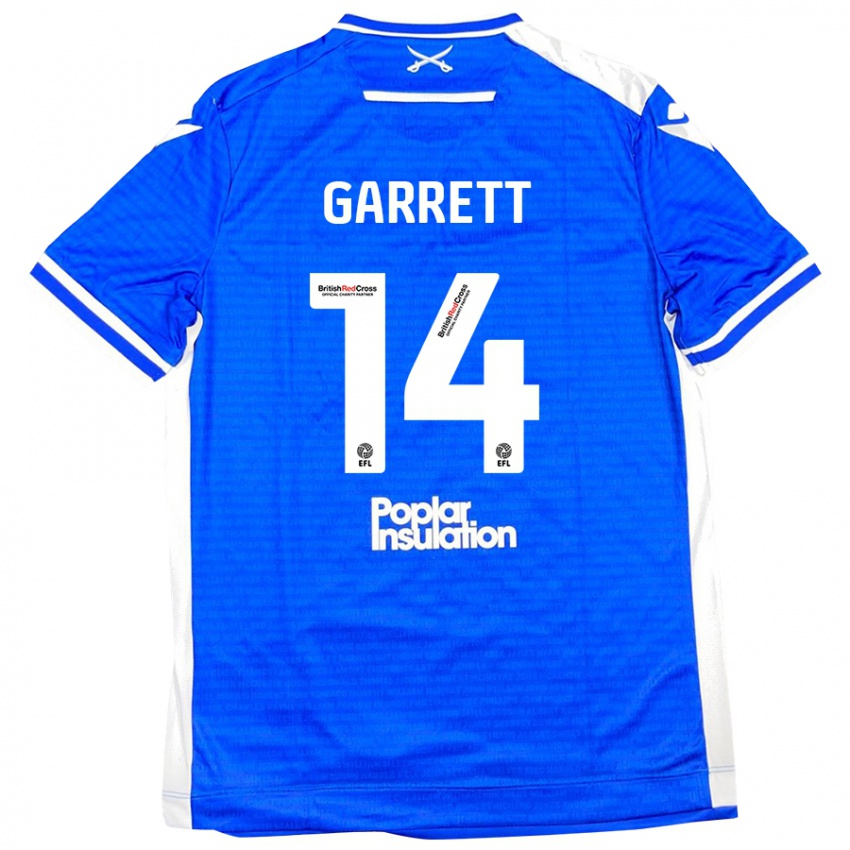 Gyermek Jake Garrett #14 Kék Fehér Hazai Jersey 2024/25 Mez Póló Ing