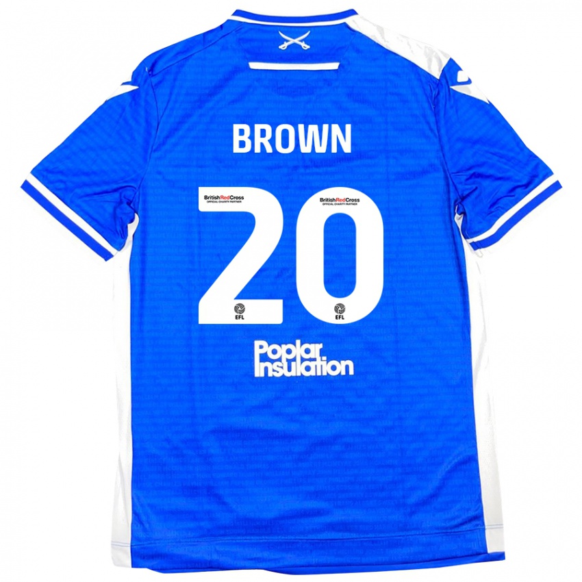 Gyermek Jevani Brown #20 Kék Fehér Hazai Jersey 2024/25 Mez Póló Ing