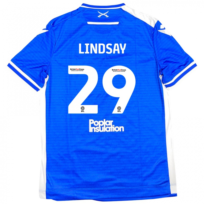 Gyermek Jamie Lindsay #29 Kék Fehér Hazai Jersey 2024/25 Mez Póló Ing