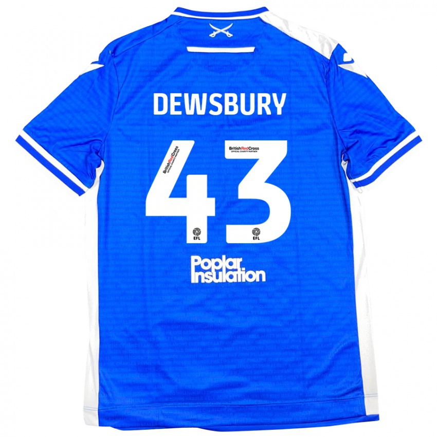 Gyermek Ollie Dewsbury #43 Kék Fehér Hazai Jersey 2024/25 Mez Póló Ing