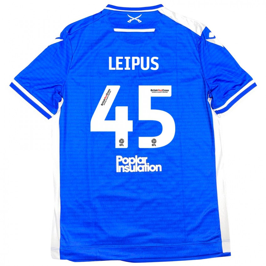 Gyermek Brooklyn Leipus #45 Kék Fehér Hazai Jersey 2024/25 Mez Póló Ing