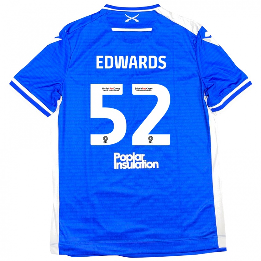 Gyermek Max Edwards #52 Kék Fehér Hazai Jersey 2024/25 Mez Póló Ing