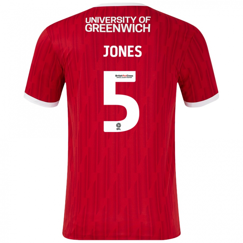 Gyermek Lloyd Jones #5 Piros Fehér Hazai Jersey 2024/25 Mez Póló Ing