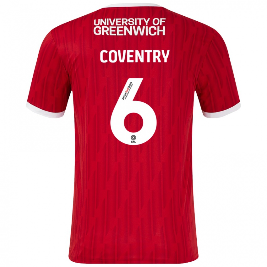 Gyermek Conor Coventry #6 Piros Fehér Hazai Jersey 2024/25 Mez Póló Ing