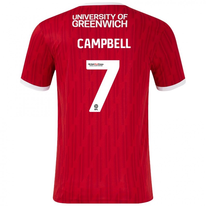 Gyermek Tyreece Campbell #7 Piros Fehér Hazai Jersey 2024/25 Mez Póló Ing