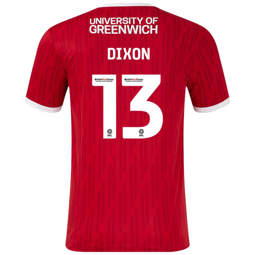 Gyermek Kaheim Dixon #13 Piros Fehér Hazai Jersey 2024/25 Mez Póló Ing