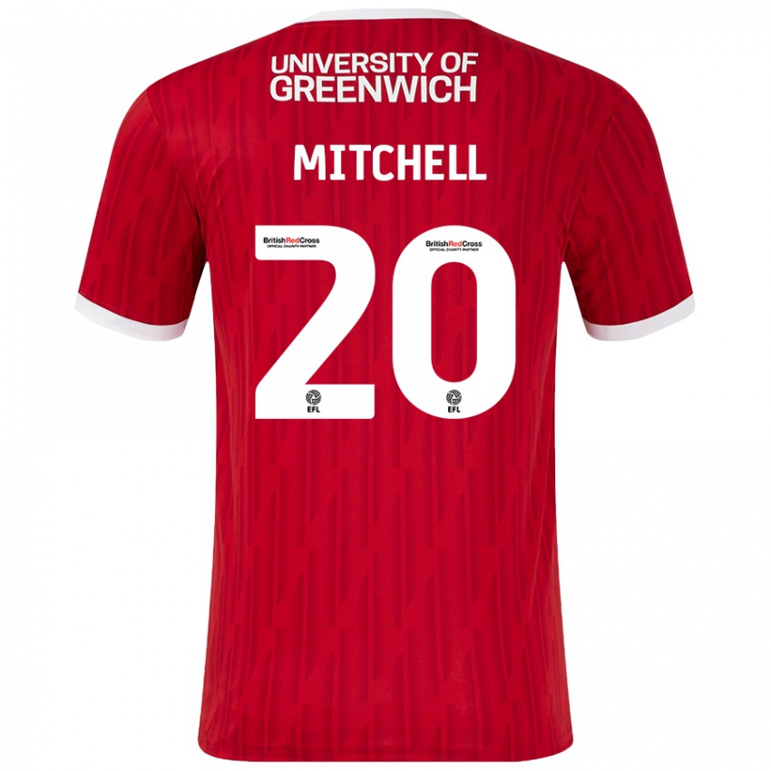 Gyermek Zach Mitchell #20 Piros Fehér Hazai Jersey 2024/25 Mez Póló Ing