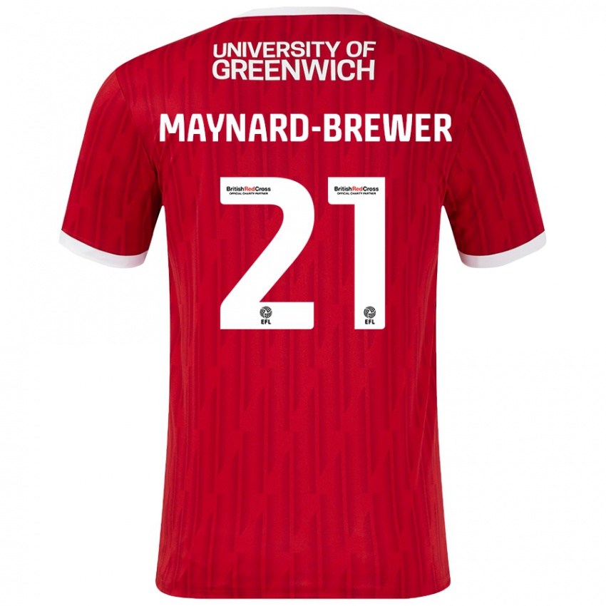 Gyermek Ashley Maynard-Brewer #21 Piros Fehér Hazai Jersey 2024/25 Mez Póló Ing