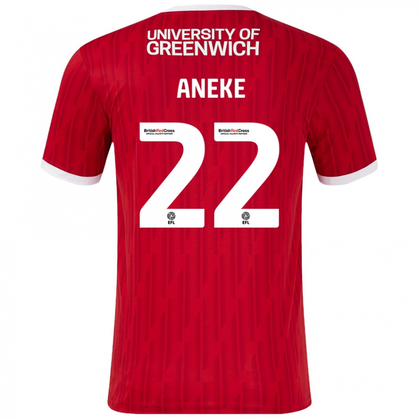 Gyermek Chuks Aneke #22 Piros Fehér Hazai Jersey 2024/25 Mez Póló Ing