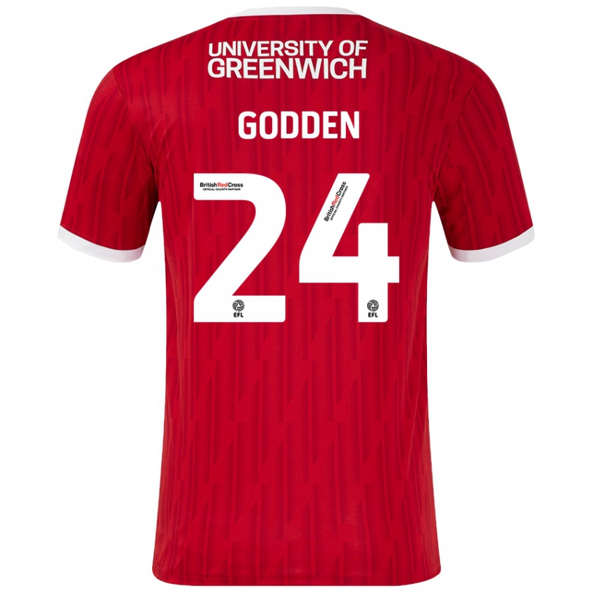 Gyermek Matt Godden #24 Piros Fehér Hazai Jersey 2024/25 Mez Póló Ing