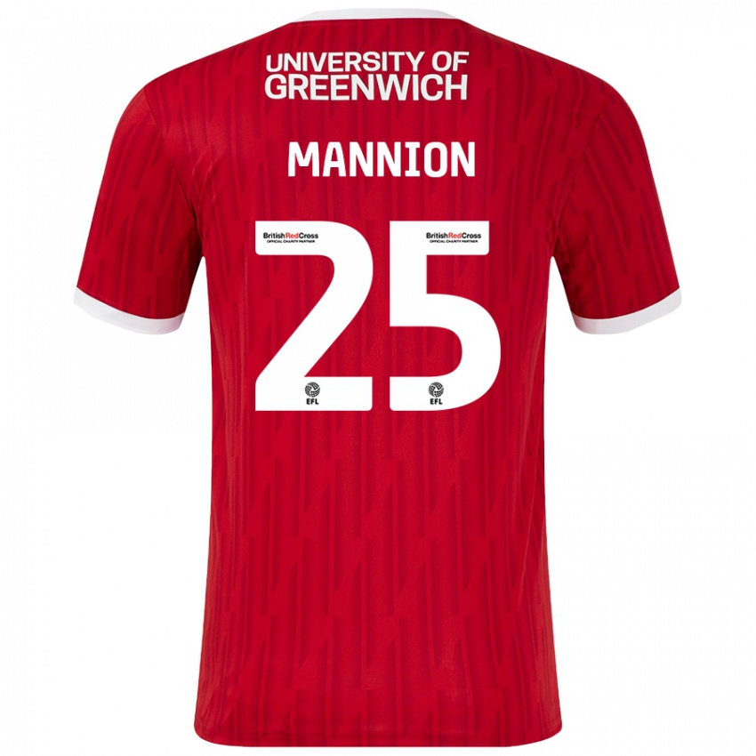 Gyermek Will Mannion #25 Piros Fehér Hazai Jersey 2024/25 Mez Póló Ing