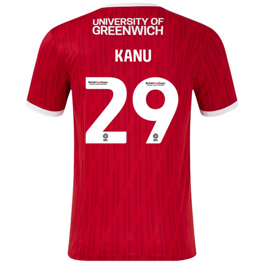 Gyermek Daniel Kanu #29 Piros Fehér Hazai Jersey 2024/25 Mez Póló Ing