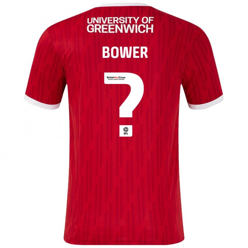 Gyermek Toby Bower #0 Piros Fehér Hazai Jersey 2024/25 Mez Póló Ing