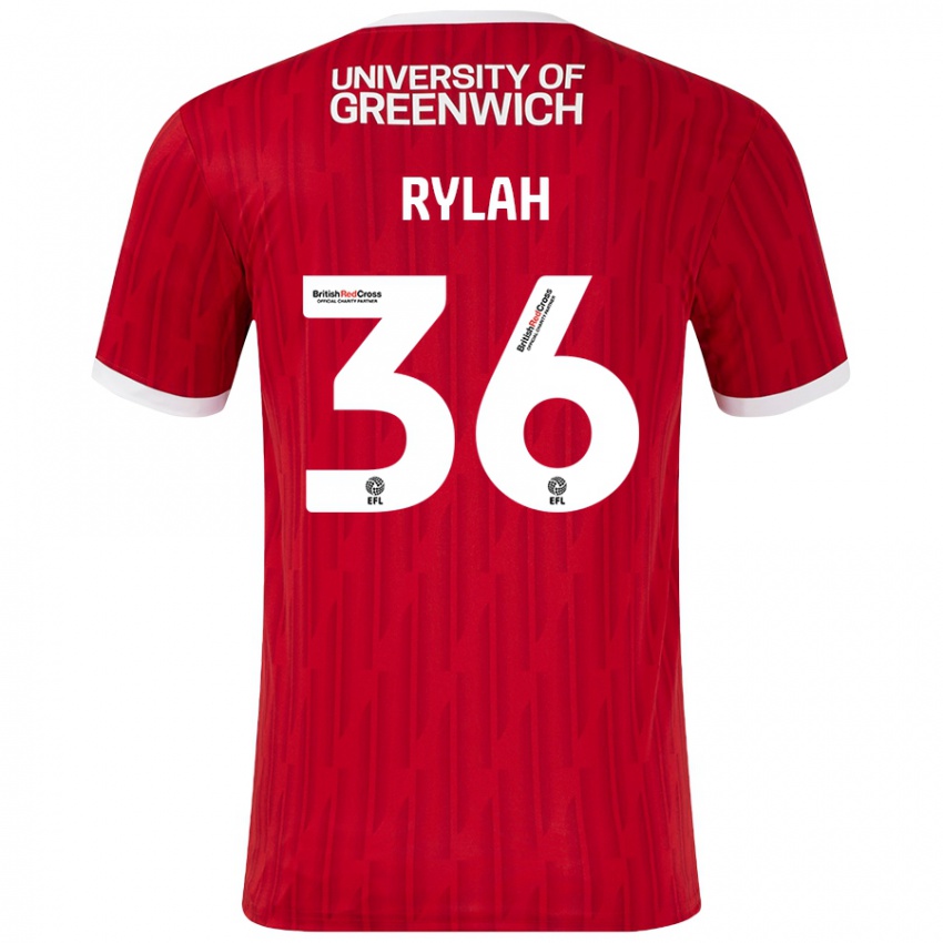 Gyermek Henry Rylah #36 Piros Fehér Hazai Jersey 2024/25 Mez Póló Ing