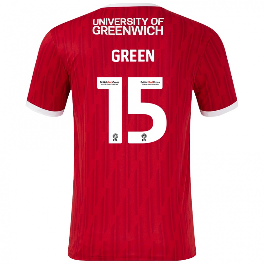 Gyermek Kayleigh Green #15 Piros Fehér Hazai Jersey 2024/25 Mez Póló Ing