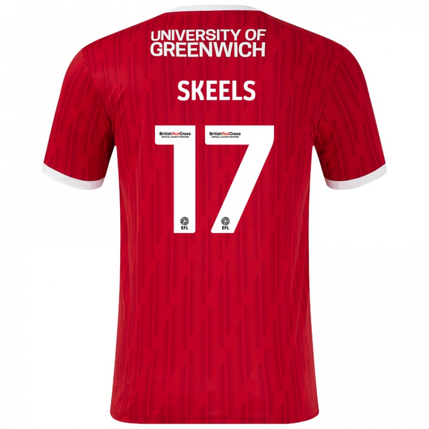 Gyermek Kiera Skeels #17 Piros Fehér Hazai Jersey 2024/25 Mez Póló Ing