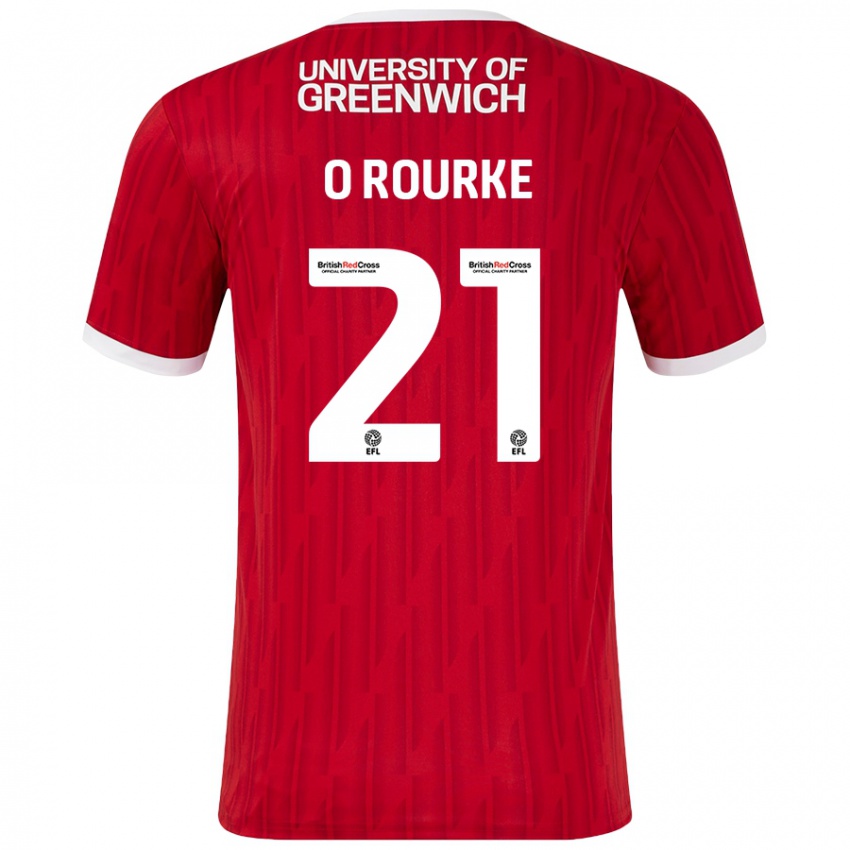 Gyermek Sophie O'rourke #21 Piros Fehér Hazai Jersey 2024/25 Mez Póló Ing