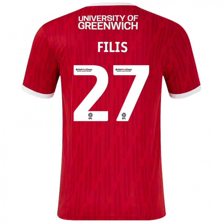 Gyermek Melisa Filis #27 Piros Fehér Hazai Jersey 2024/25 Mez Póló Ing