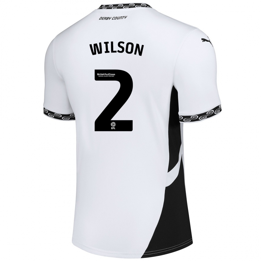 Gyermek Kane Wilson #2 Fehér Fekete Hazai Jersey 2024/25 Mez Póló Ing