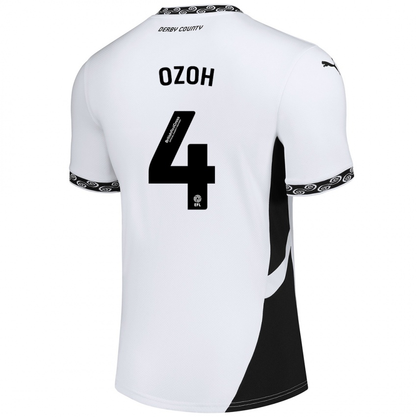 Gyermek David Ozoh #4 Fehér Fekete Hazai Jersey 2024/25 Mez Póló Ing