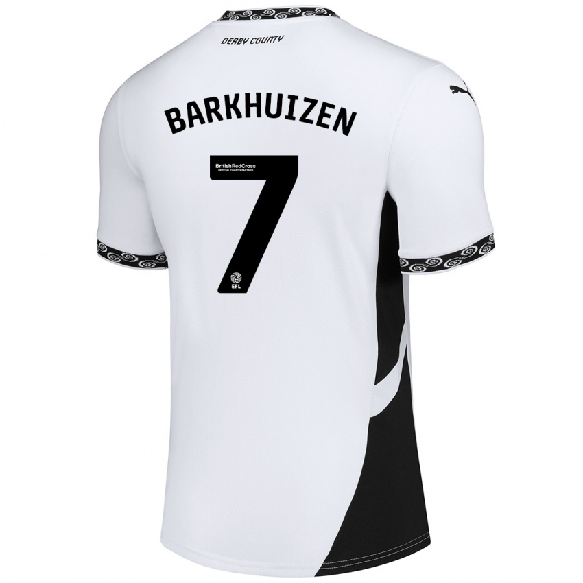 Gyermek Tom Barkhuizen #7 Fehér Fekete Hazai Jersey 2024/25 Mez Póló Ing