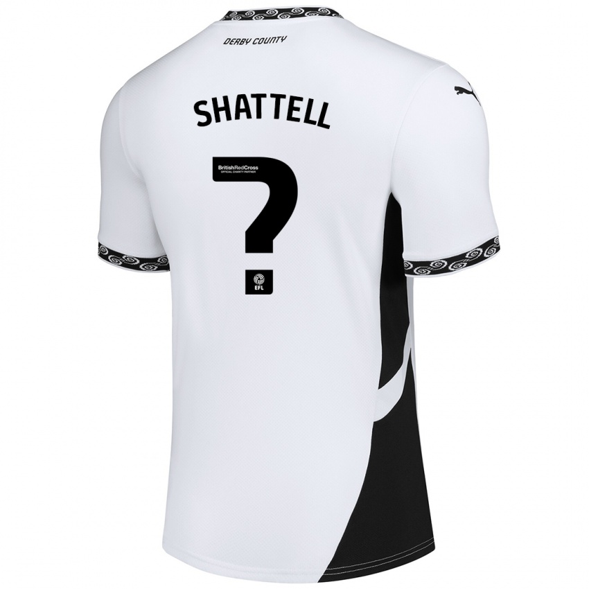 Gyermek Josh Shattell #0 Fehér Fekete Hazai Jersey 2024/25 Mez Póló Ing