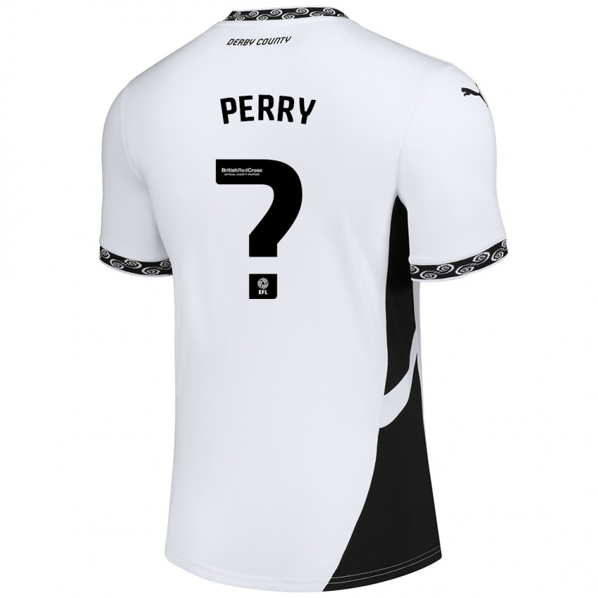 Gyermek Jack Perry #0 Fehér Fekete Hazai Jersey 2024/25 Mez Póló Ing