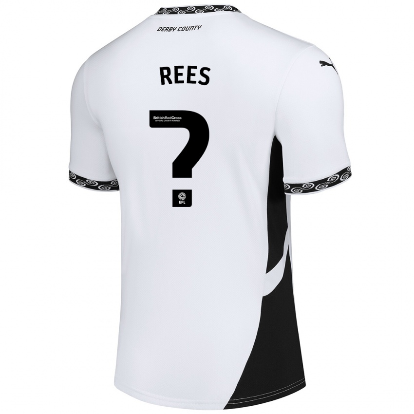 Gyermek Harvey Rees #0 Fehér Fekete Hazai Jersey 2024/25 Mez Póló Ing