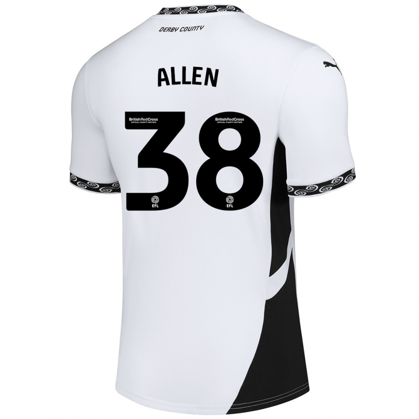 Gyermek Cruz Allen #38 Fehér Fekete Hazai Jersey 2024/25 Mez Póló Ing