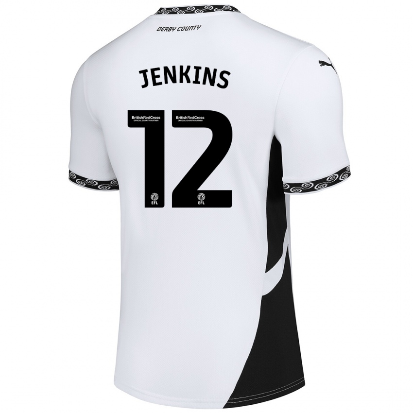 Gyermek Camille Jenkins #12 Fehér Fekete Hazai Jersey 2024/25 Mez Póló Ing