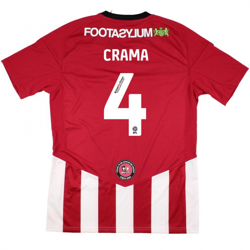 Gyermek Tristan Crama #4 Piros Fehér Hazai Jersey 2024/25 Mez Póló Ing