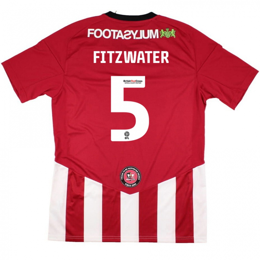 Gyermek Jack Fitzwater #5 Piros Fehér Hazai Jersey 2024/25 Mez Póló Ing