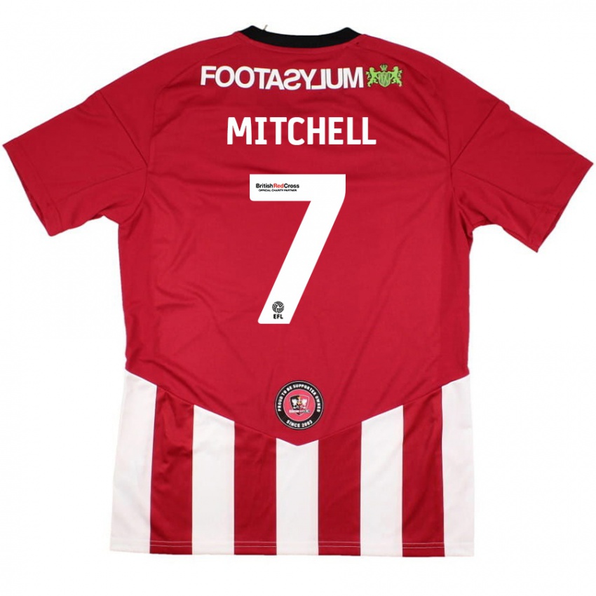 Gyermek Demetri Mitchell #7 Piros Fehér Hazai Jersey 2024/25 Mez Póló Ing