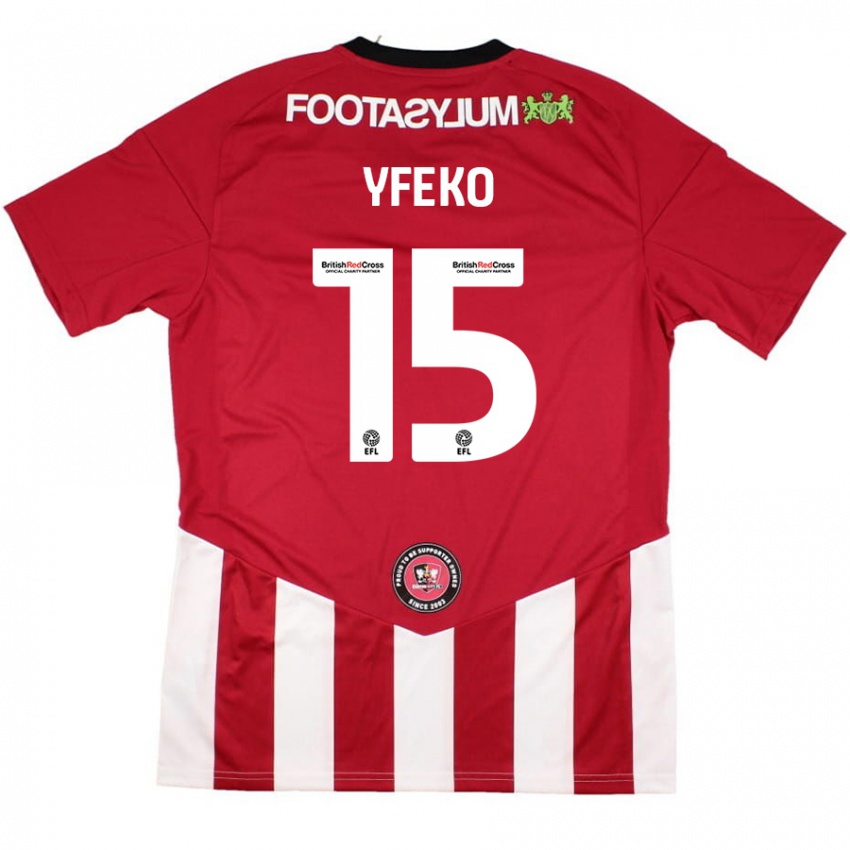 Gyermek Johnly Yfeko #15 Piros Fehér Hazai Jersey 2024/25 Mez Póló Ing