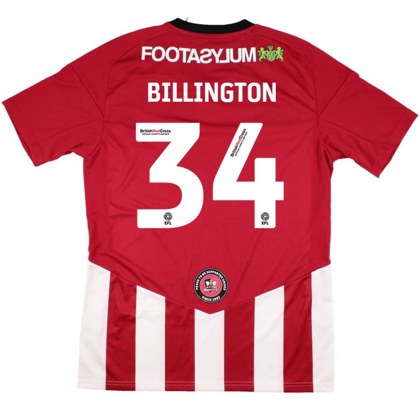 Gyermek Gabe Billington #34 Piros Fehér Hazai Jersey 2024/25 Mez Póló Ing