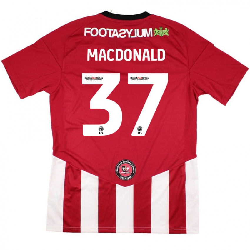 Gyermek Shaun Macdonald #37 Piros Fehér Hazai Jersey 2024/25 Mez Póló Ing