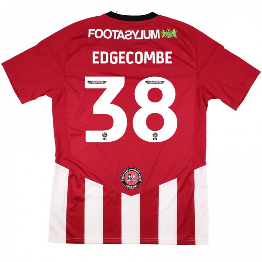 Gyermek Max Edgecombe #38 Piros Fehér Hazai Jersey 2024/25 Mez Póló Ing