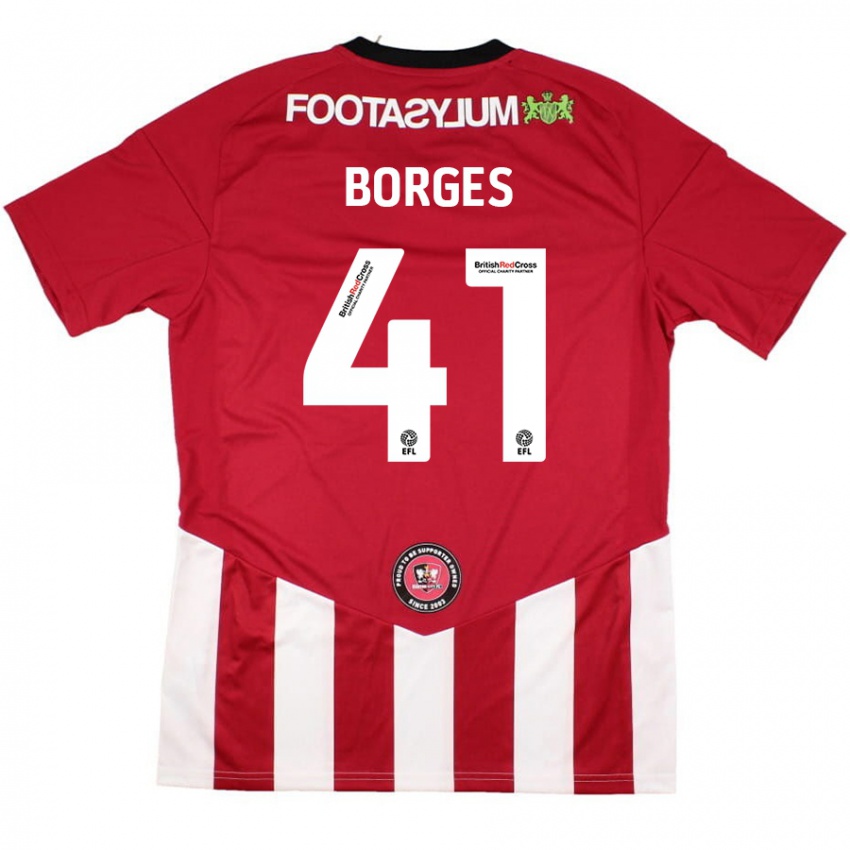 Gyermek Pedro Borges #41 Piros Fehér Hazai Jersey 2024/25 Mez Póló Ing