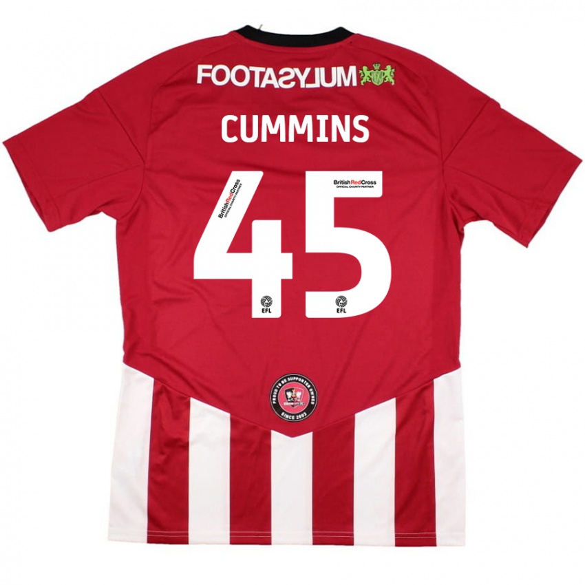 Gyermek Charlie Cummins #45 Piros Fehér Hazai Jersey 2024/25 Mez Póló Ing