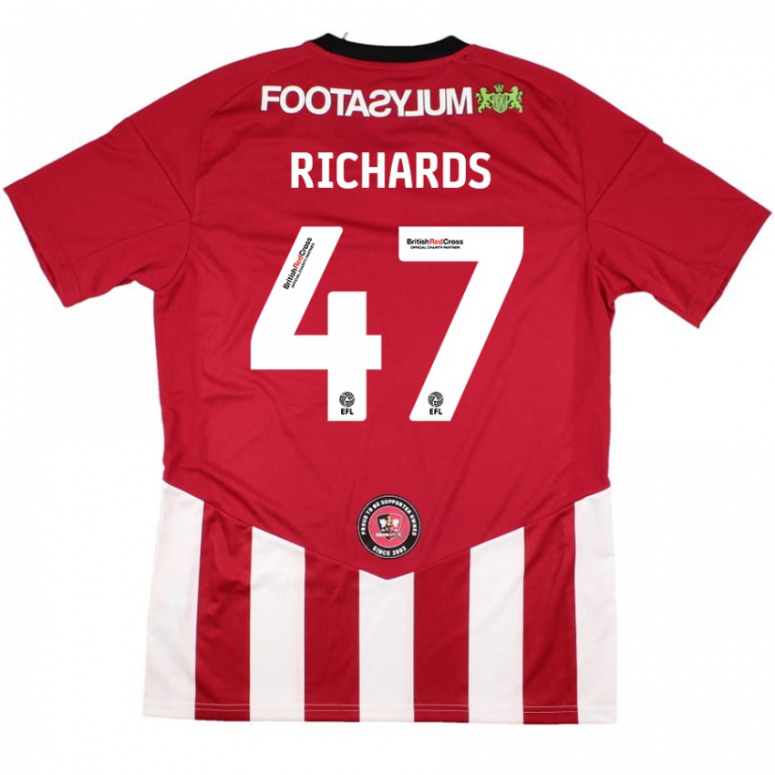 Gyermek Jake Richards #47 Piros Fehér Hazai Jersey 2024/25 Mez Póló Ing