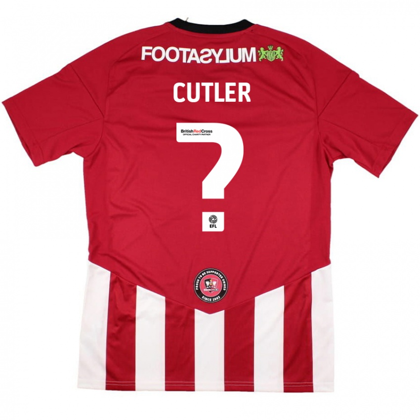 Gyermek Theo Cutler #0 Piros Fehér Hazai Jersey 2024/25 Mez Póló Ing