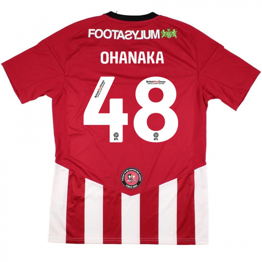 Gyermek Santino Ohanaka #48 Piros Fehér Hazai Jersey 2024/25 Mez Póló Ing