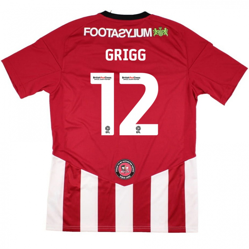 Gyermek Katie Grigg #12 Piros Fehér Hazai Jersey 2024/25 Mez Póló Ing