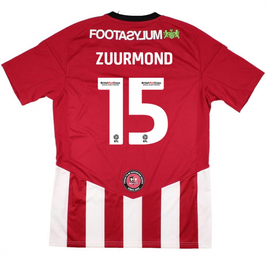 Gyermek Ishbel Zuurmond #15 Piros Fehér Hazai Jersey 2024/25 Mez Póló Ing