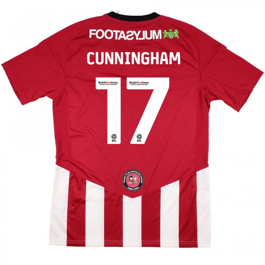 Gyermek Zoe Cunningham #17 Piros Fehér Hazai Jersey 2024/25 Mez Póló Ing