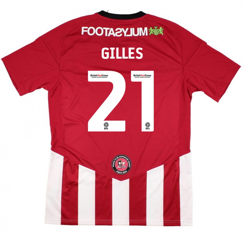 Gyermek Sophie Gilles #21 Piros Fehér Hazai Jersey 2024/25 Mez Póló Ing