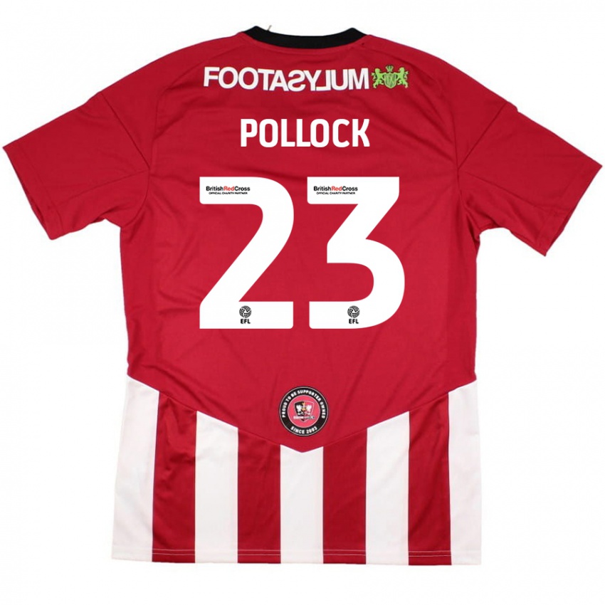 Gyermek Amber Pollock #23 Piros Fehér Hazai Jersey 2024/25 Mez Póló Ing