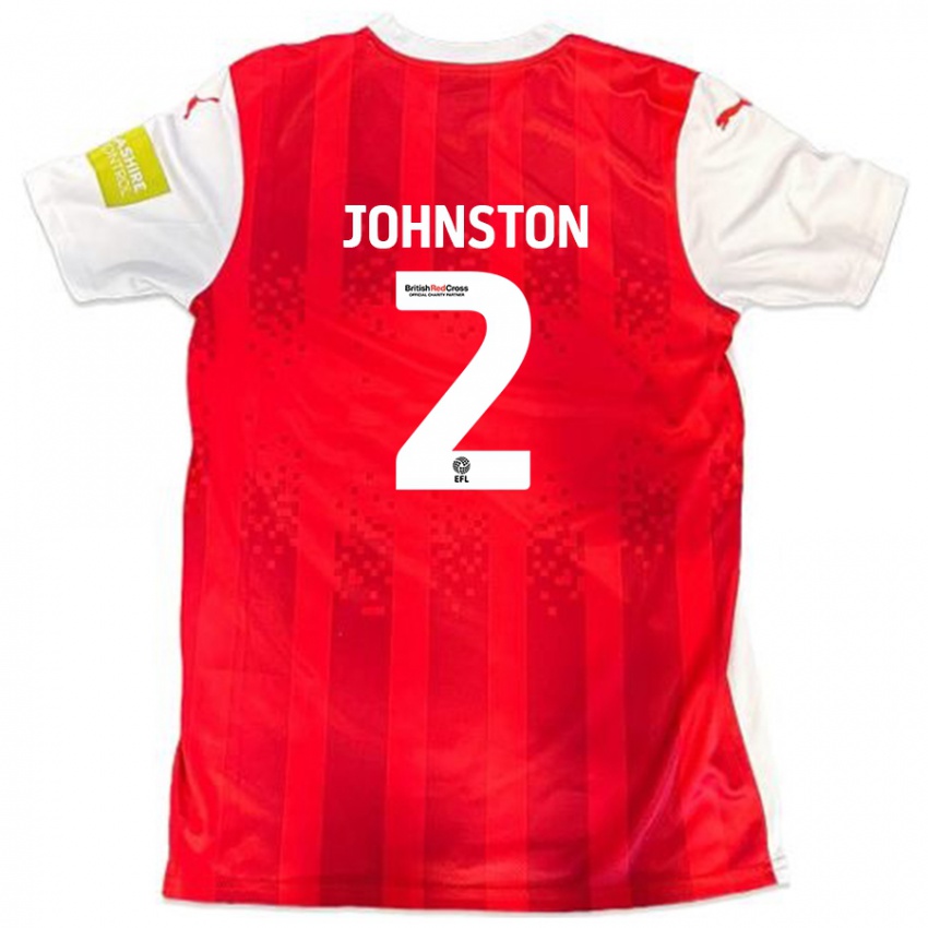 Gyermek Carl Johnston #2 Piros Fehér Hazai Jersey 2024/25 Mez Póló Ing